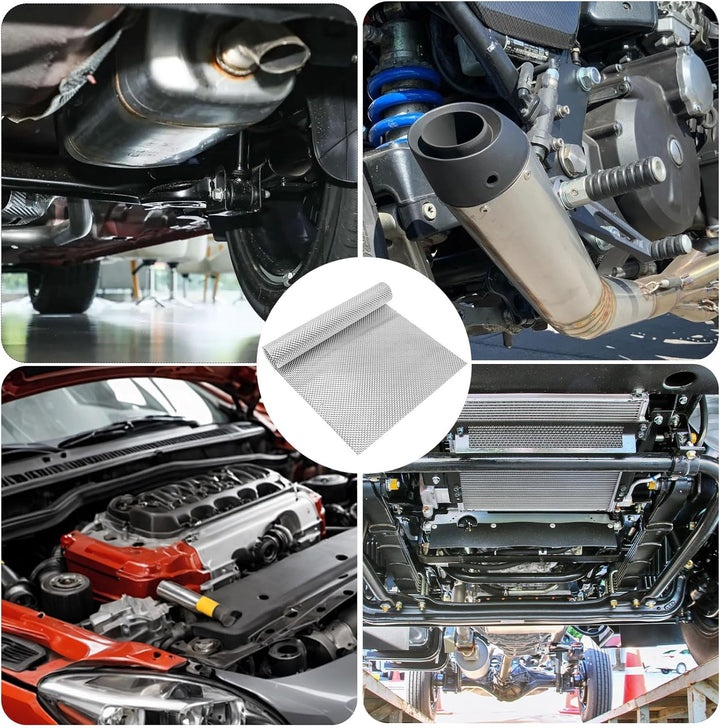 Auto Hitzeschutzblech Auspuff Hitzeschutzmatte 100cm × 40cm Hitzeschutzplatte Aluminium Hitzeschutz