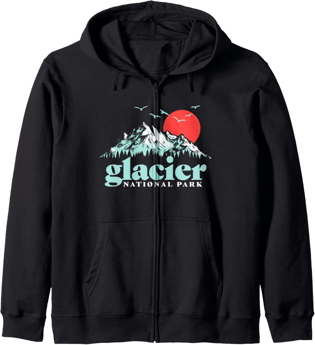 Glacier National Park Vintage 80s Mountains Retro Graphic Kapuzenjacke