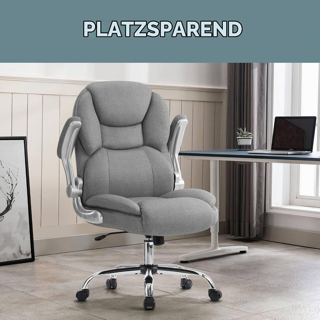 IWMH Bürostuhl Ergonomischer Schreibtischstuhl Chefsessel Drehstuhl mit hochklappbarer Armlehne, höh