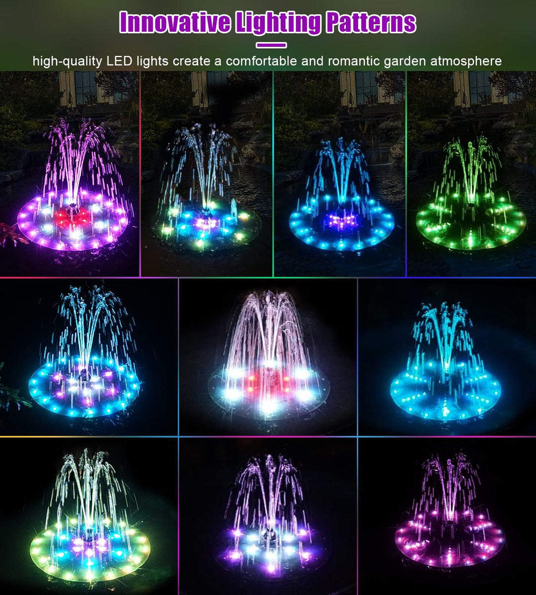 SZMP 4W LED Solar Springbrunnen für aussen,2023 Upgraded Solarbrunnen Teichpumpe mit 8 DIY Effekte W