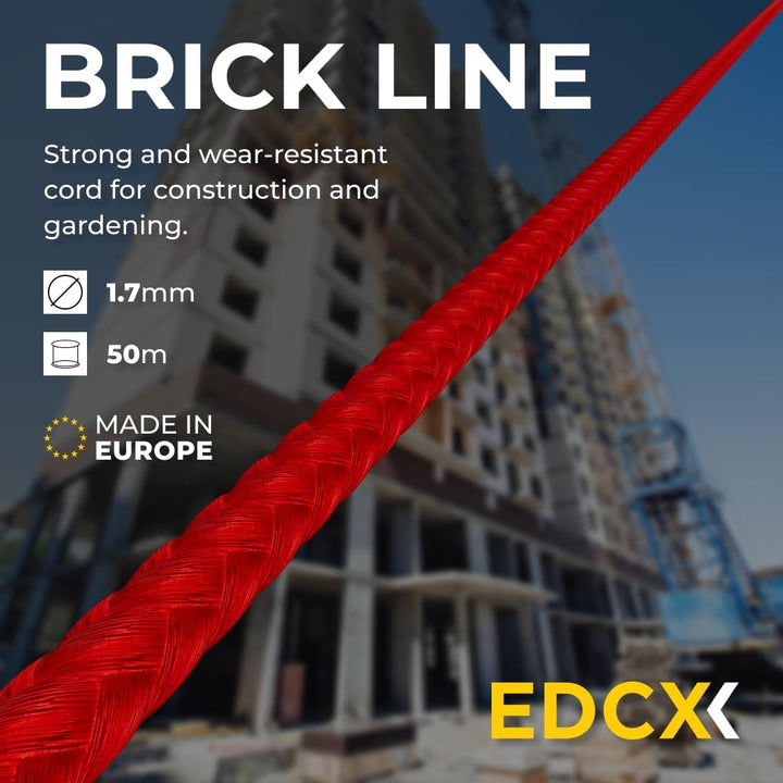 EdcX Maurerschnur ⌀1,7 mm | 50m, 100m und 300m | Nylon | Ziegellinie, Bauschnur, Gartenarbeit, Mason