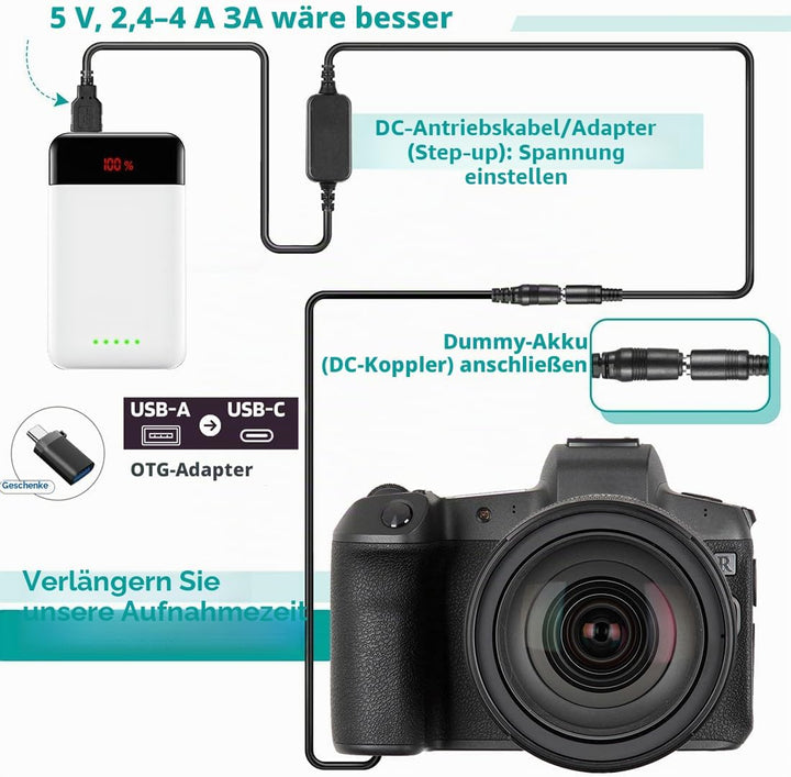 Raeisusp USB Kabel + EP5A EP-5A EN-EL14 Dummy Akku für Nikon P7800 P7100 D5500 D5200 D5100 D5300 D56