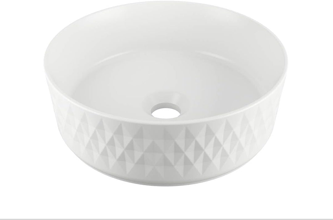 Aufsatz-Waschbecken Bath-O-Line 36x36cm | mit Rautenmuster | weiss-matt