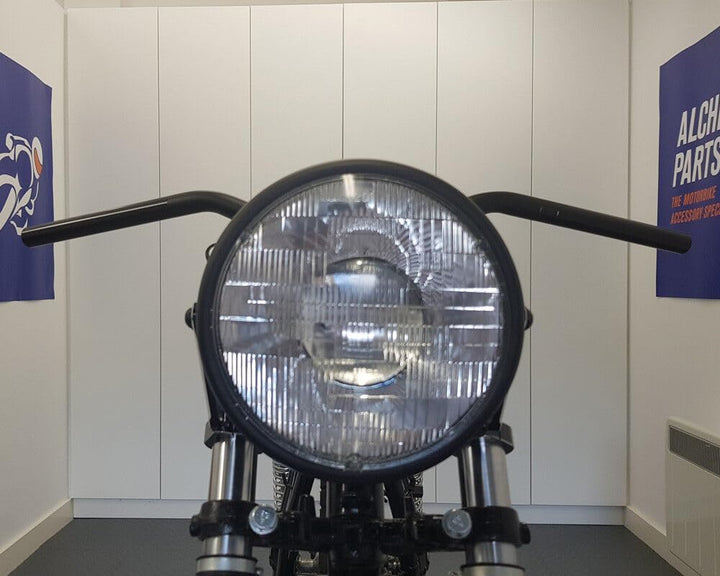 Motorrad 7.7" Scheinwerfer Mattschwarz 12V 55W für Cafe Racer & Scrambler - Schale