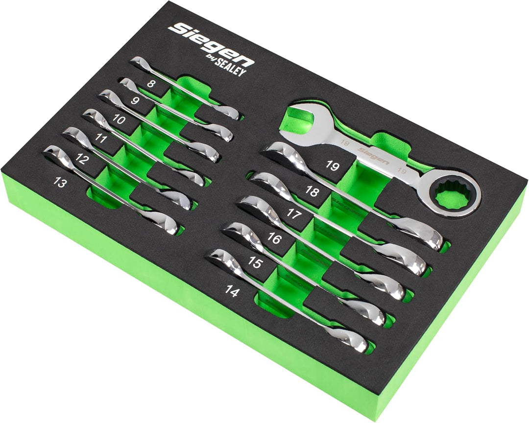 SEALEY Stubby Ratchet-Maulschlüssel-Satz 12er Metric