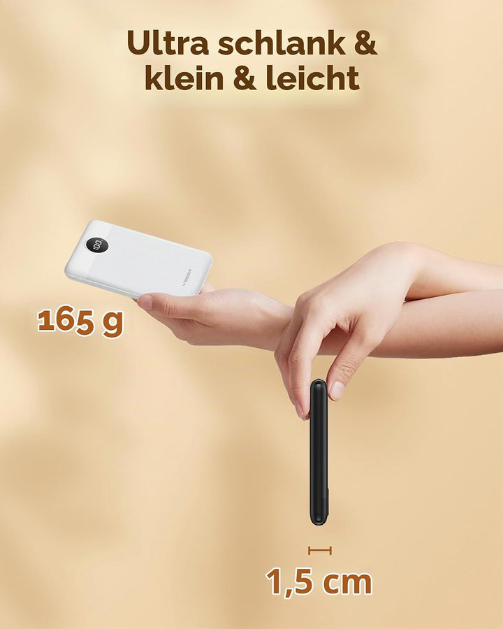 VEGER Power Bank Mini 22.5W, 10000mAh Powerbank Klein Aber Stark, Ultra Slim Leicht Externe Handyakk