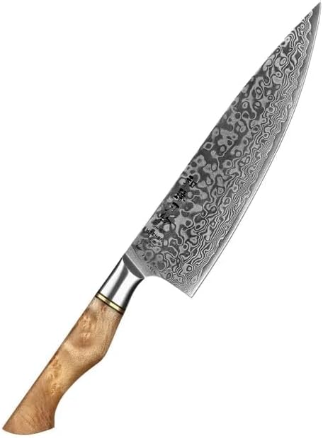 Hochwertiges Kochmesser aus VG10 Damaststahl - Professionelles Damast-Messer Mit Bergahorn-Griff 21