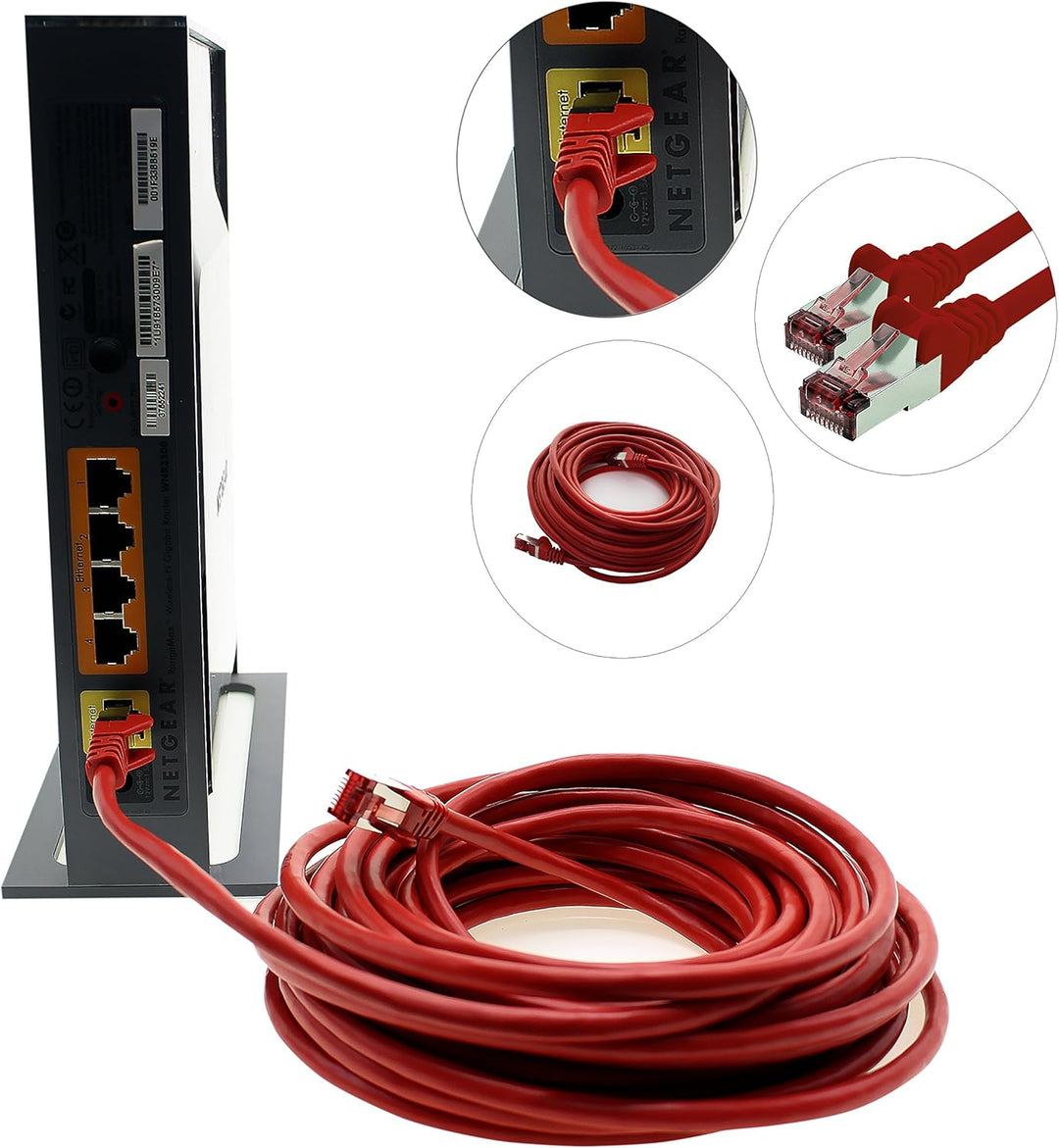 Netzwerkkabel Cat.6 10m rot - 10 x Ethernetkabel Lankabel Cat6 Lan Netzwerk Kabel Sftp Pimf Patchkab