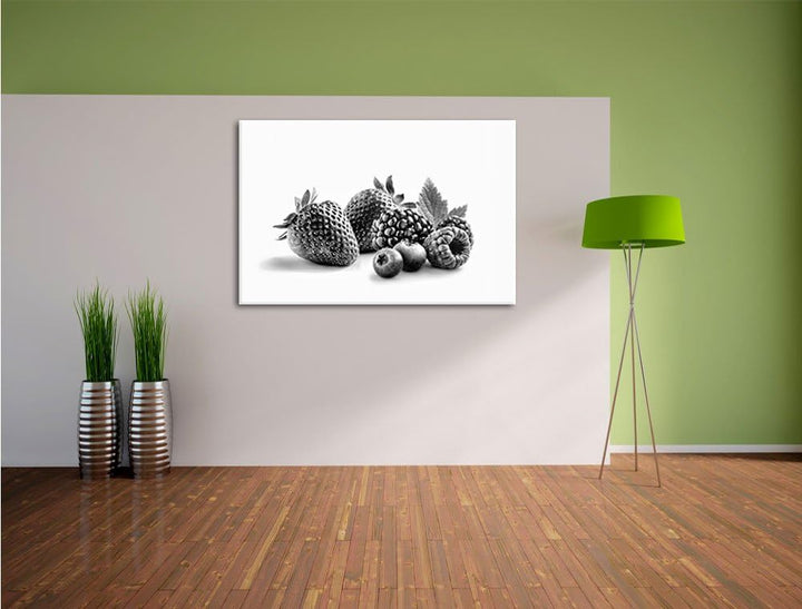 Monocrome, Frisches Obst, Format: 100x70 auf Leinwand, XXL riesige Bilder fertig gerahmt mit Keilrah