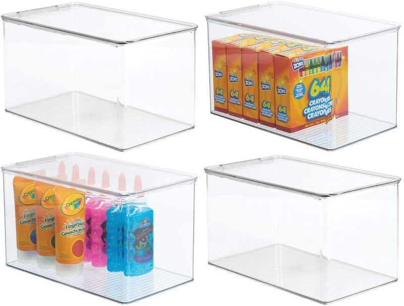 mDesign 4er-Set Aufbewahrungsbox für Bastel- und Nähzubehör – Bastel Organizer aus Kunststoff mit Kl