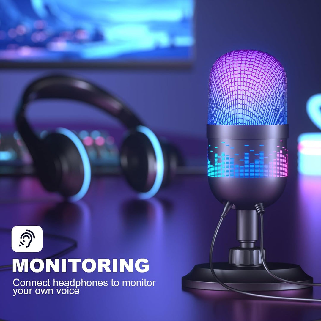 aokeo Gaming Mikrofon, USB Computer Mikrofon für PC, Mac, PS4/5, Kondensator Podcast Mic für Studioa