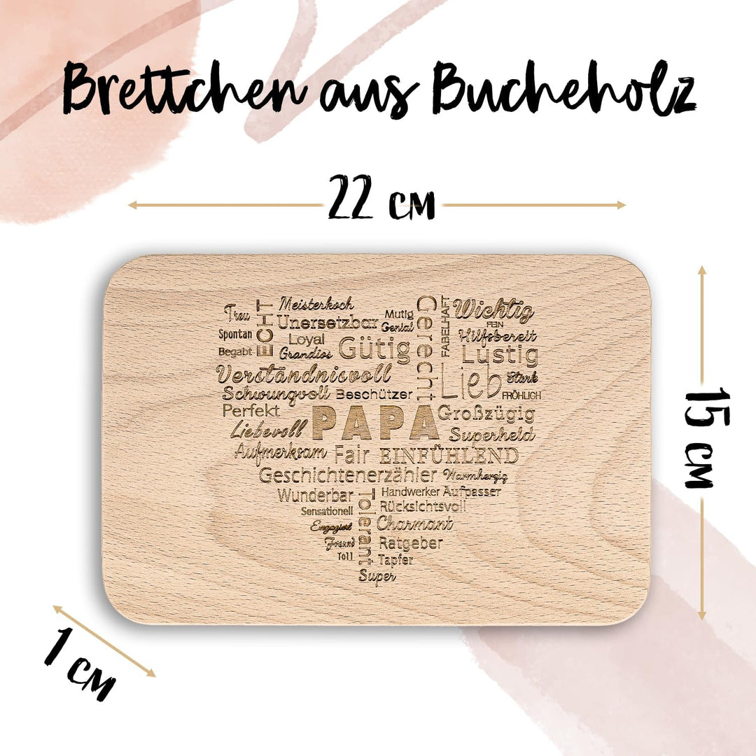 Spruchreif · 2er Set Frühstücksbrettchen Mama und Papa · Brotzeitbrett mit Gravur · Geschenke für El