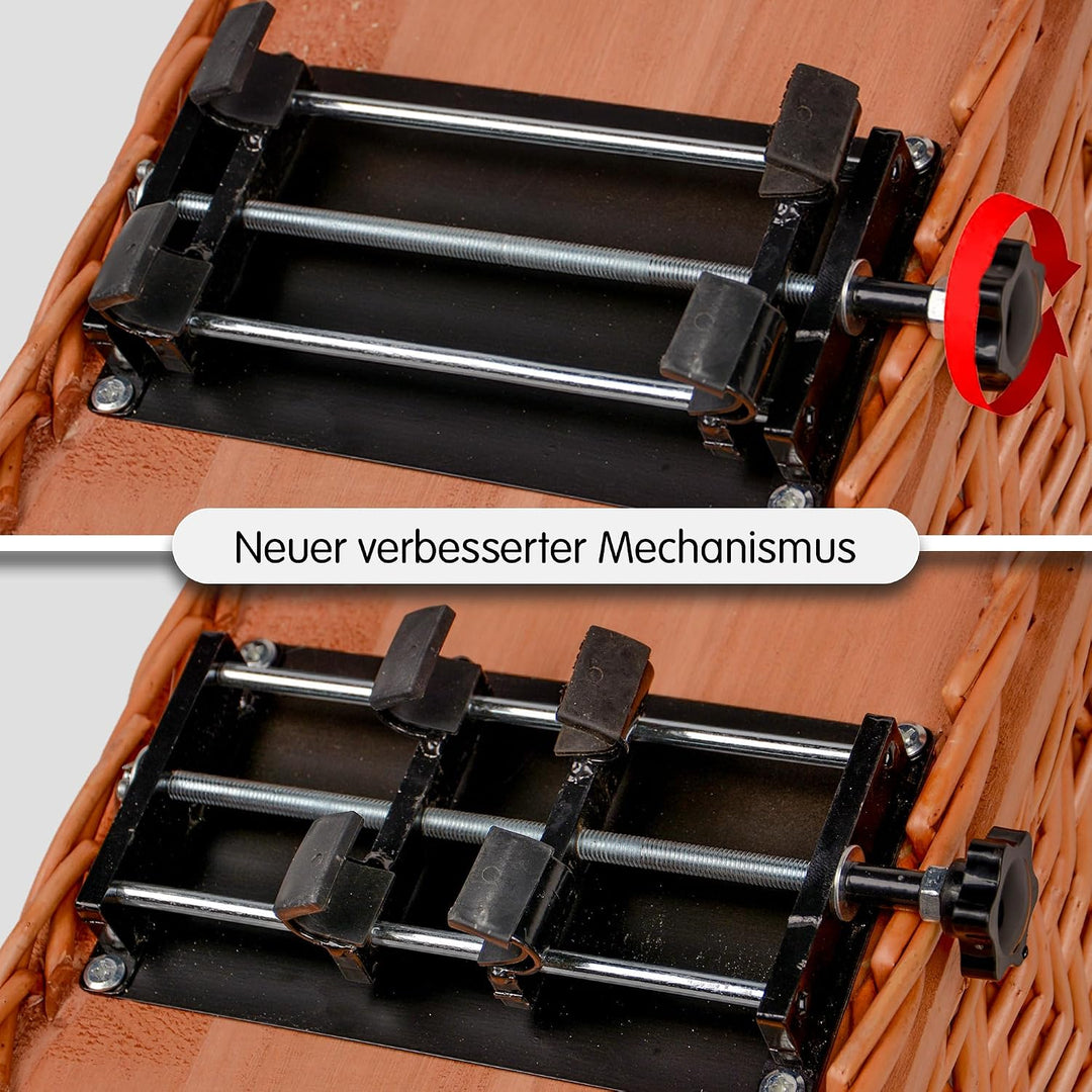 UNUS Hundefahrradkorb für Gepäckträger aus Weide Fahrradkorb mit Gitterabdeckung und Kissen 47x29x34