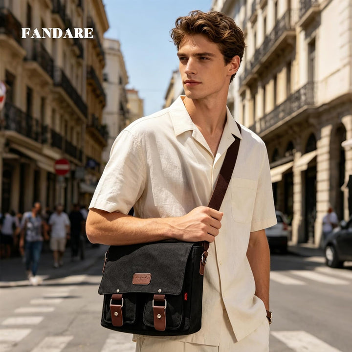 FANDARE Neu Retro Messenger Bag Umhängetasche Schultertasche 14 Zoll Laptoprucksäcke Herren Tasche K