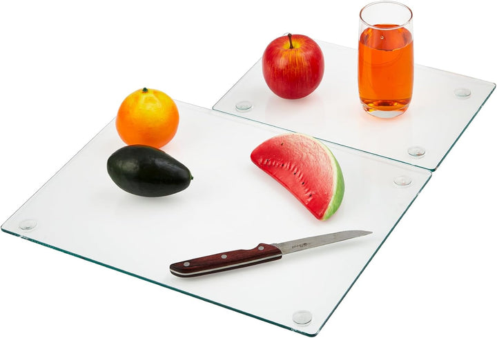 Garvee 2er Set gehärtete Glas-Schneidebretter – transparent, hitzebeständig, bruchsicher – rutschfes