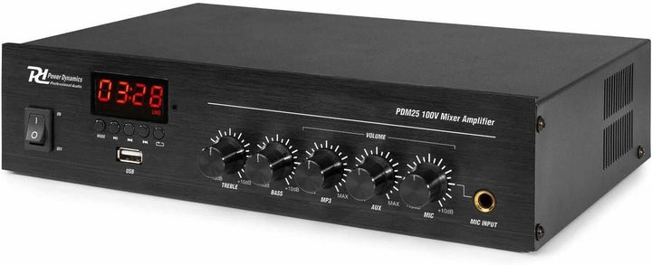 Power Dynamics PDM25-100 Volt Verstärker mit Bluetooth und Radiofunktion 25 Watt, 100V Radio-Verstär