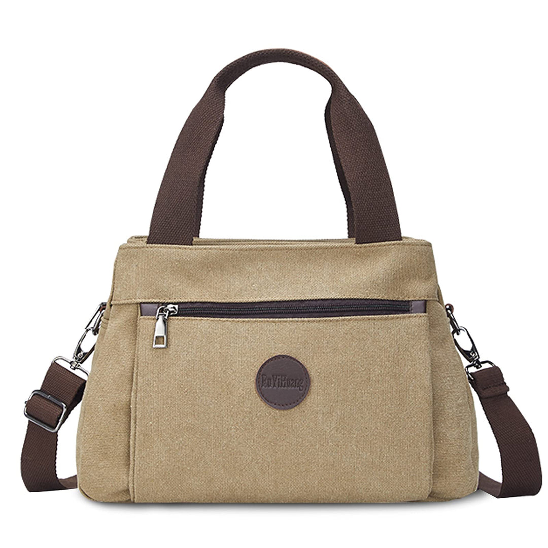 FANDARE Retro Handtaschen Leinwand Schultertasche Damen Umhängetasche Frauen Crossbody Messenger Bag