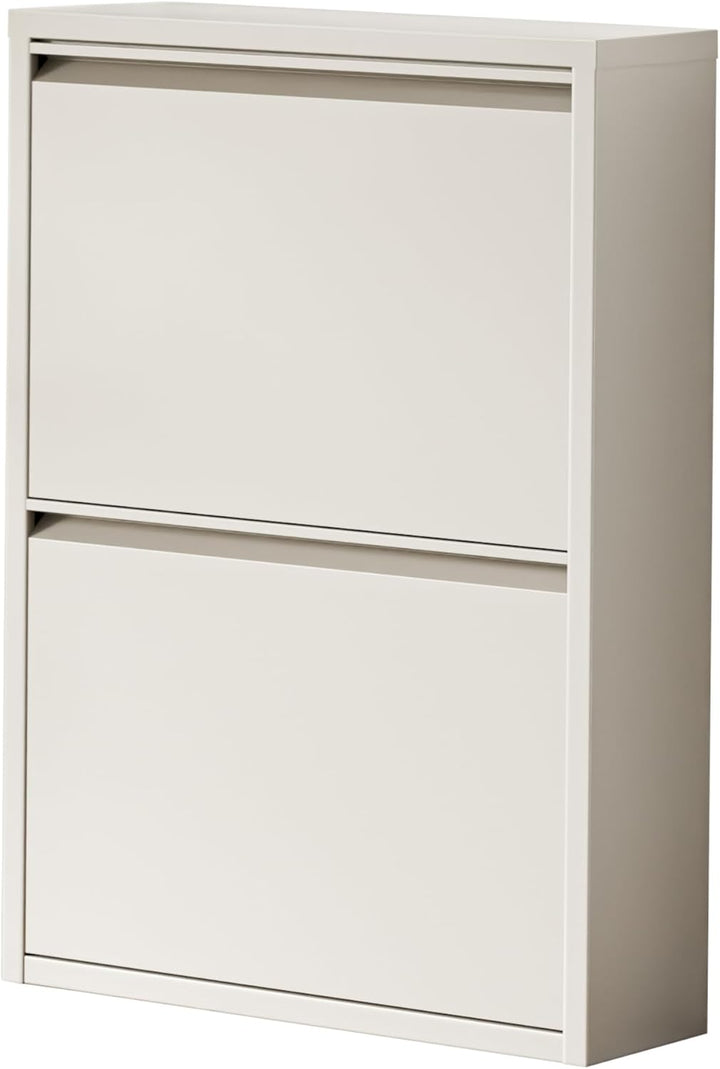 [en.casa] Schuhschrank Sokndal Schuhkipper mit 2 Klappen Metall Schuhkommode für 4 Paar Schuhe 71 x