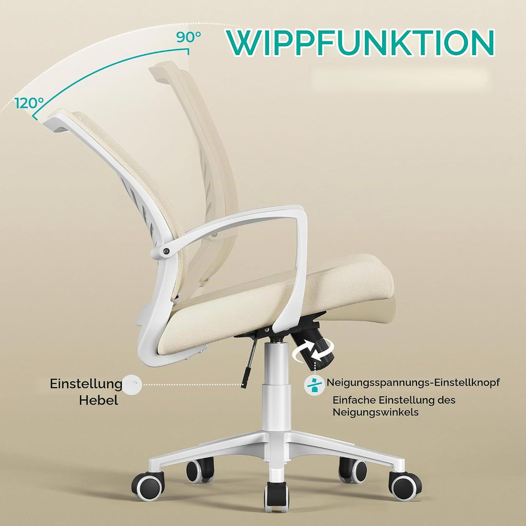 Yaheetech Bürostuhl Ergonomisch Schreibtischstuhl mit Schaukelfunktion Drehstuhl mit Gepolstertem Si