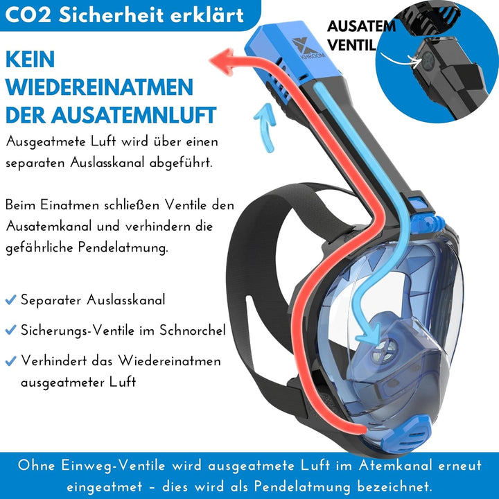 Khroom Schnorchelmaske Erwachsene Seaview Pro | Unsere Beste Tauchermaske | CO2 sichere Vollmaske zu