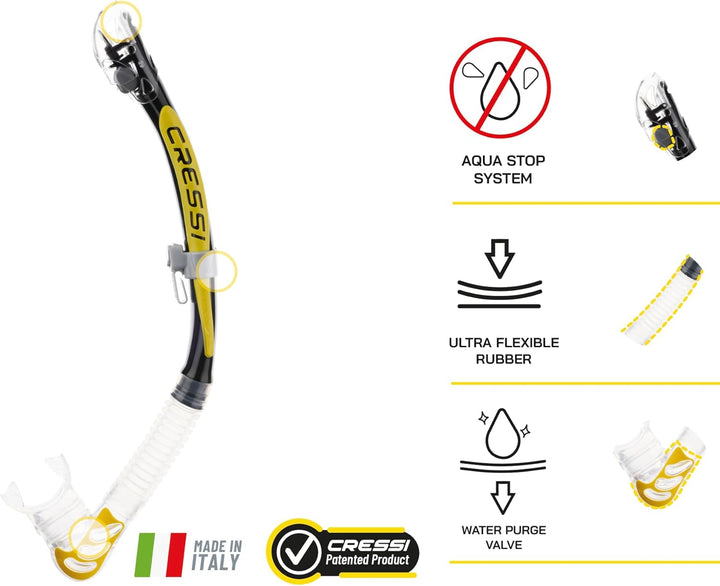 CRESSI Alpha Ultra Dry Snorkel - Trockenschnorchel zum Tauchen, Freitauchen und Schnorcheln, Einheit