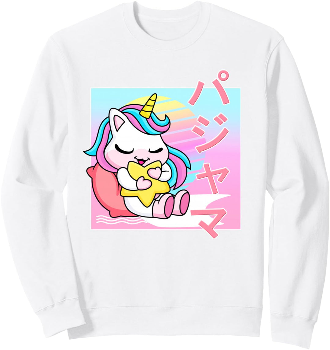 Schlafanzug, Einhorn-Motiv, japanisches 90er-Jahre-Retro-Design Sweatshirt