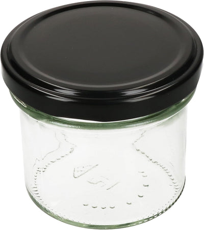 MamboCat 25er Set Sturzglas 125 ml Marmeladenglas Einmachglas Einweckglas To 66 schwarzer Deckel inc