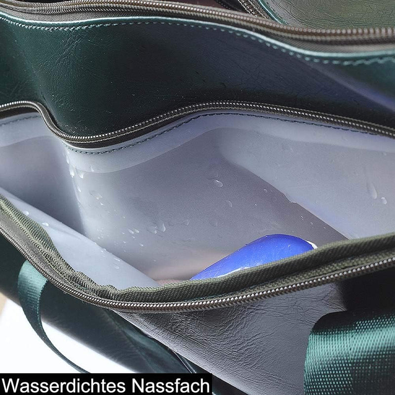 Vmokki Sporttasche mit Schuhfach Nassfach Reisetasche aus PU Leder Gross Wasserdicht Fitnesstasche W