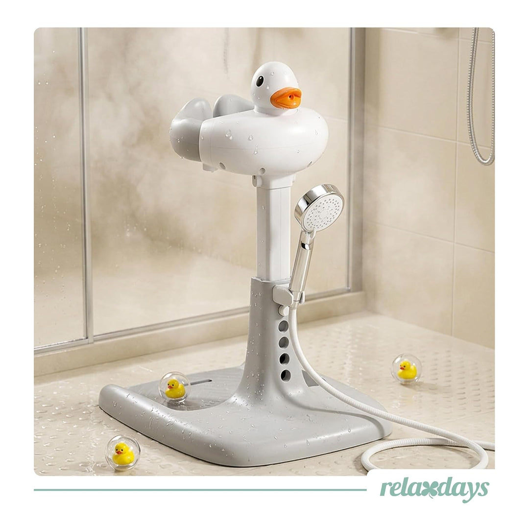 Relaxdays Baby-Duschständer höhenverstellbar, HBT: 45-67x50x40cm, grau-weiss | Duschhilfe Kinder, st