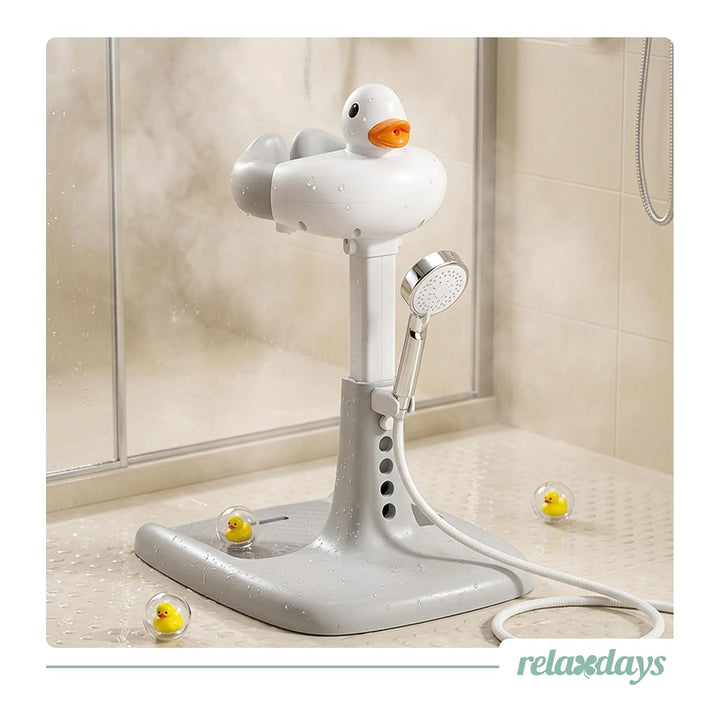 Relaxdays Baby-Duschständer höhenverstellbar, HBT: 45-67x50x40cm, grau-weiss | Duschhilfe Kinder, st
