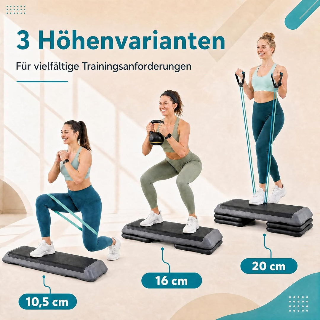 GYMAX Steppbrett Professional, 3 - Fach höhenverstellbar | Aerobic Stepper mit rutschfester Oberfläc