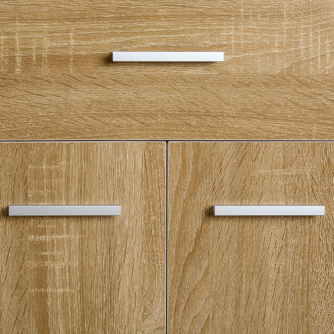 CARO-Möbel Sideboard Estelle Mehrzweckschrank, Sonoma Eiche mit 3 Türen und 1 Schublade, 88 cm breit