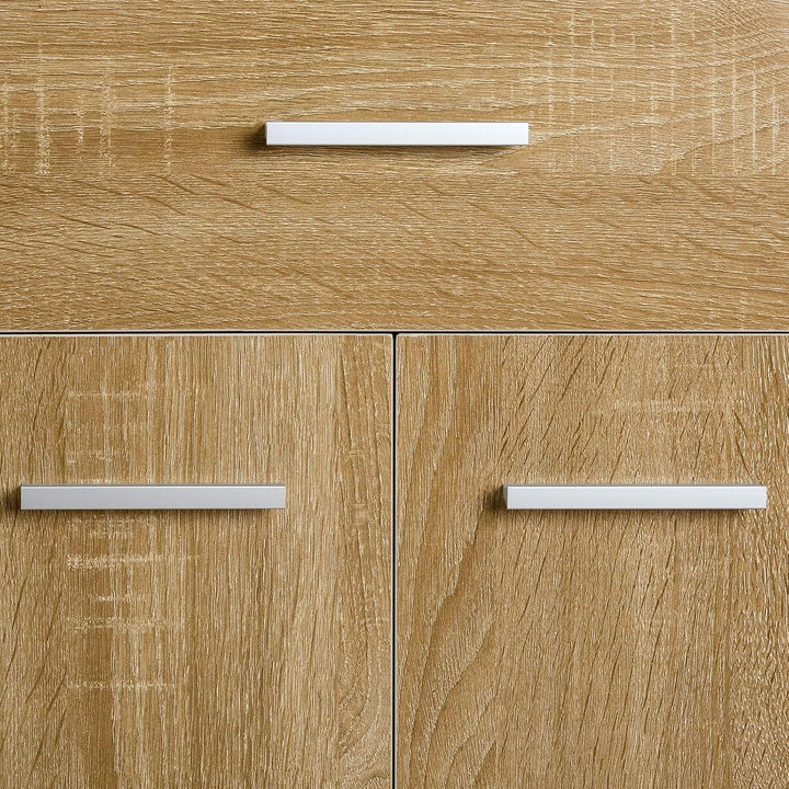 CARO-Möbel Sideboard Estelle Mehrzweckschrank, Sonoma Eiche mit 3 Türen und 1 Schublade, 88 cm breit