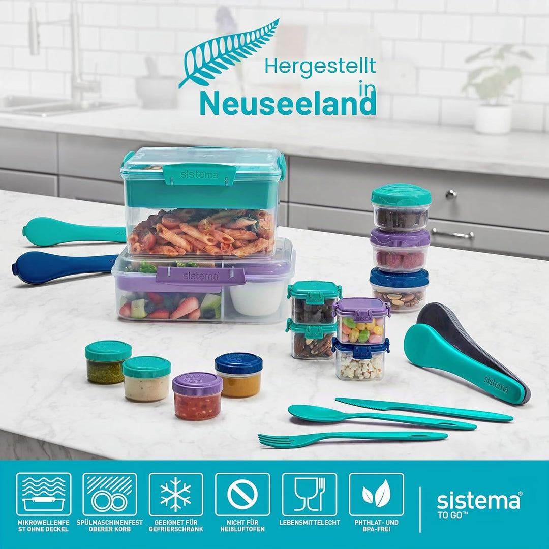 Sistema To Go Bento Box Create | Lunchboxen mit Fächern & Snack Pots | 1,48 L | BPA-frei | 2 Stück |