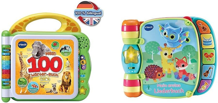 VTech Baby Mein 100-Wörter-Buch: Tiere & Baby Mein erstes Liederbuch – Kunterbuntes Buch mit 6 Seite