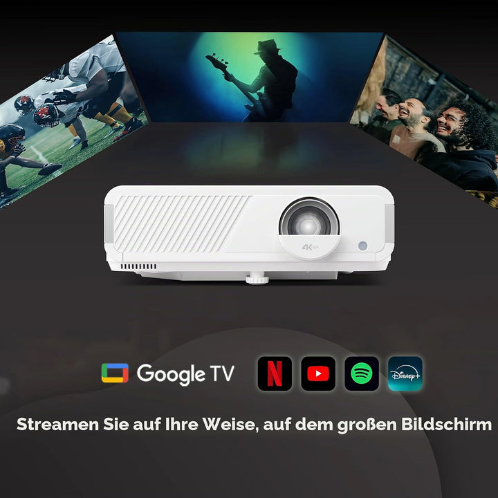 ViewSonic LX750-4K Echter 4K Beamer mit Integriertem Google TV, 4000 ANSI Lumen, HDR &amp; HLG, 1.3X Opt