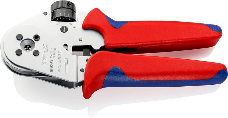 Knipex Vierdornpresszange für gedrehte Kontakte verchromt, mit Mehrkomponenten-Hüllen 180 mm 97 52 6