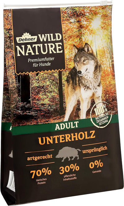Dehner Wild Nature Hundetrockenfutter Adult, Unterholz, 4 kg & Wild Nature Hundetrockenfutter Adult,