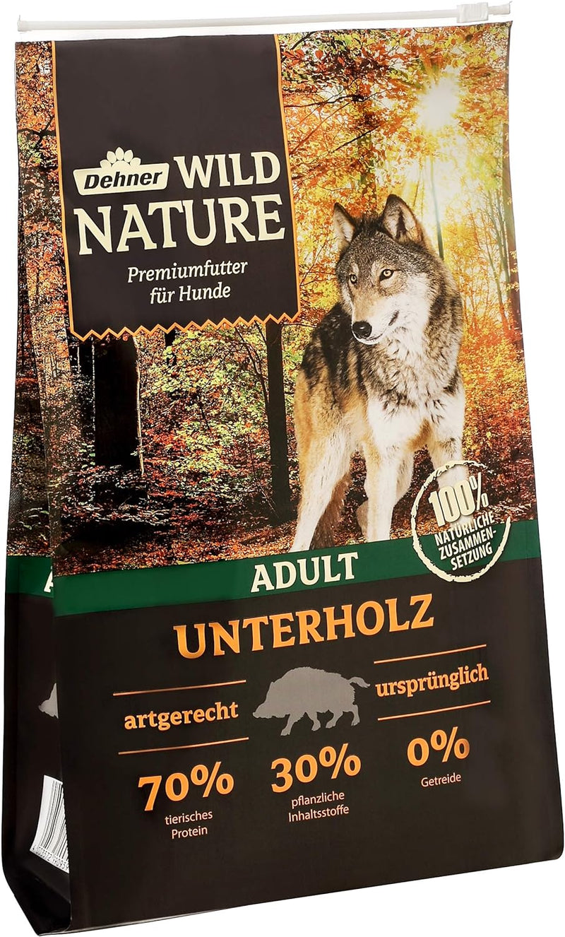Dehner Wild Nature Hundetrockenfutter Adult, Unterholz, 4 kg & Wild Nature Hundetrockenfutter Adult,