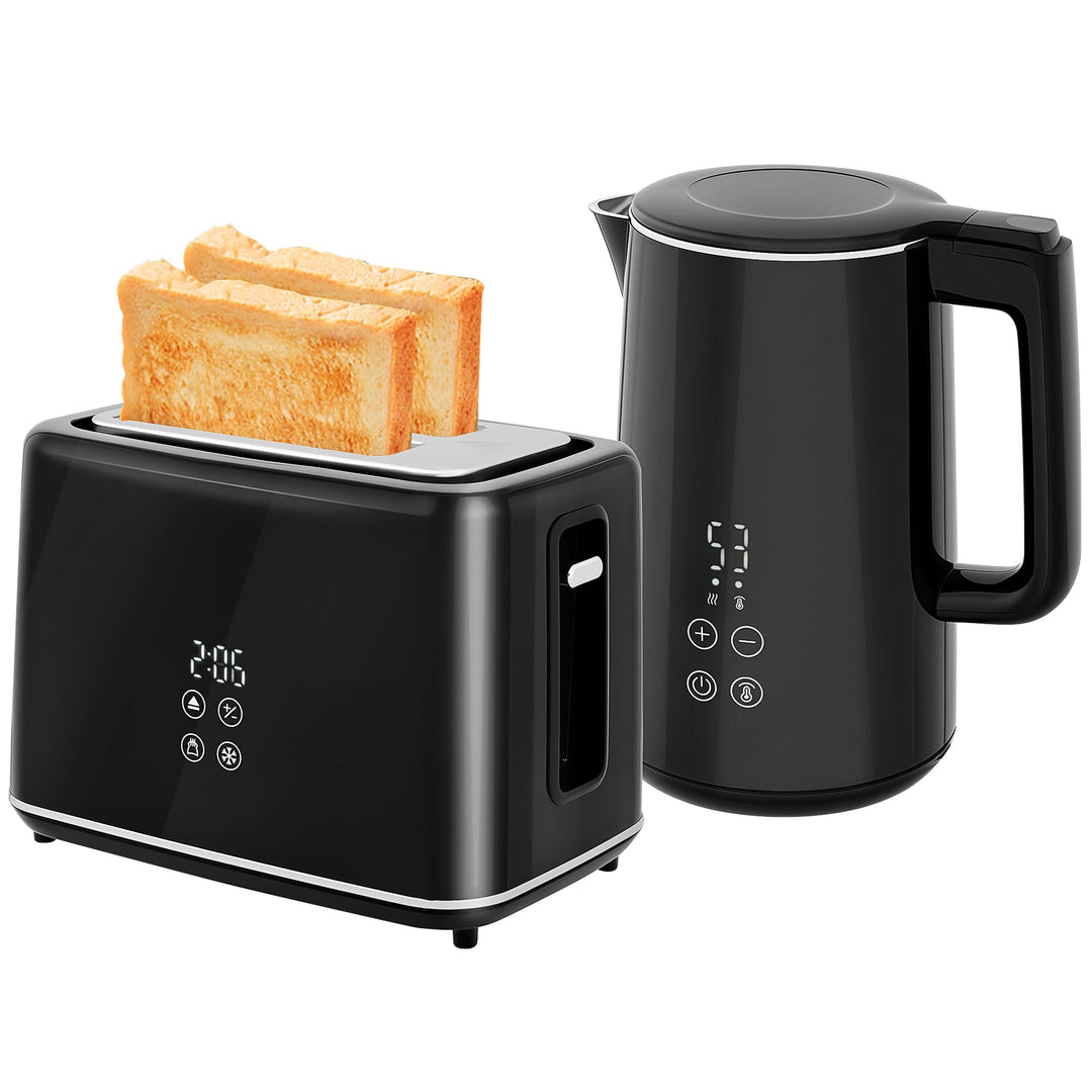 HOMCOM Wasserkocher Toaster Set Edelstahl 1,5L 2200W Wasserkocher automatischer mit Abschaltung 2 Sc