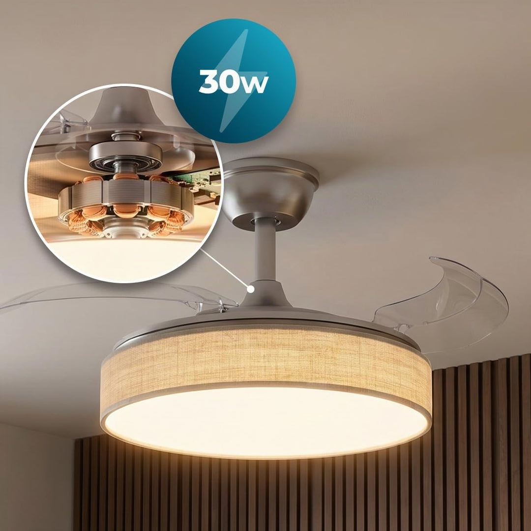 Cecotec Deckenventilator EnergySilence Aero 3666 Invisible Textile, 91 cm | LED-Licht, 3 Lichtfarben