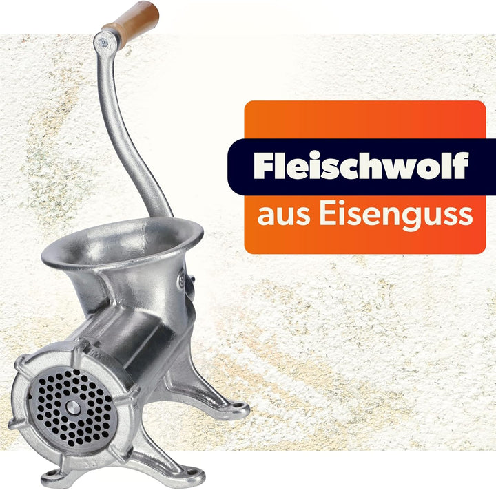 KADAX Fleischwolf aus Eisenguss, 6 Grössen, manuelle Fleischmaschine, Vintage Fleischwolf, verzinkte