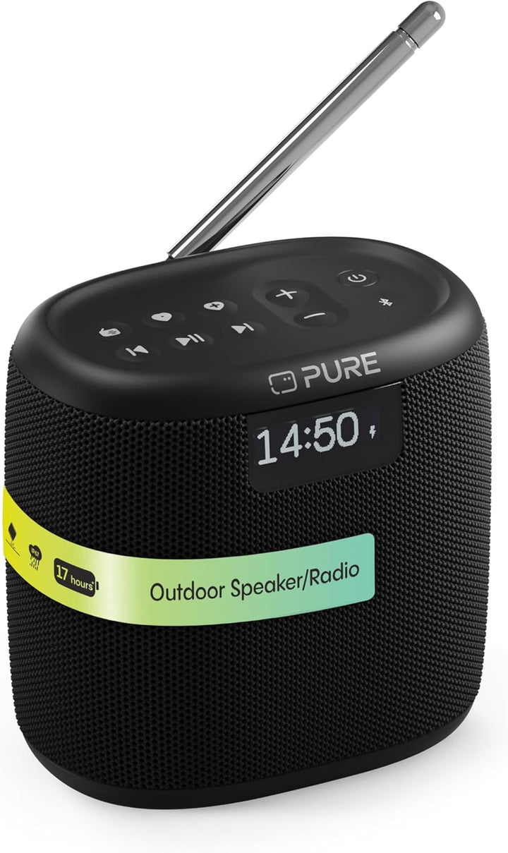 Pure Woodland Mini Outdoor Lautsprecher mit Bluetooth & DAB+/FM Radio (wasserdicht IP67, robust, tra