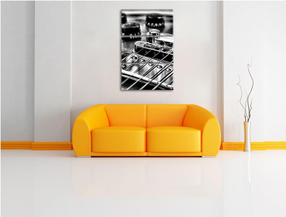 Pixxprint Black and White Guitar, Gitarre als Leinwandbild/Grösse: 3 Teilig (120x80 cm) cm/Wandbild/