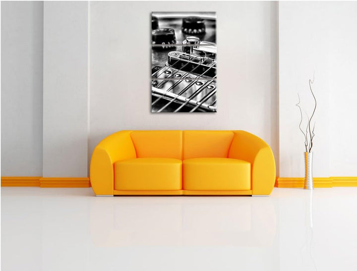 Pixxprint Black and White Guitar, Gitarre als Leinwandbild/Grösse: 3 Teilig (120x80 cm) cm/Wandbild/