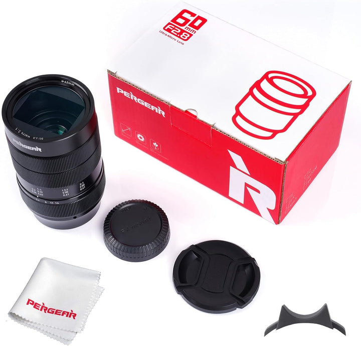 PERGEAR 60mm F2.8 II Ultra-Makro-Objektiv mit 2-facher Vergrösserung, kompatibel mit Sony E-Mount-Ka