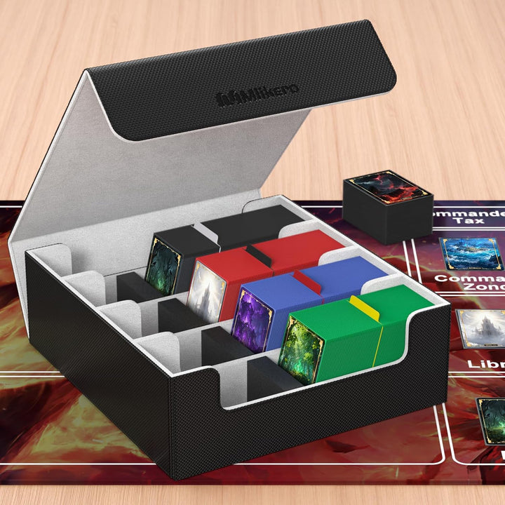 Mlikero Sammelkarten-Aufbewahrungsbox für 2400+ Karten, Magnetische Karten Deck-Box mit 10 Kartentei