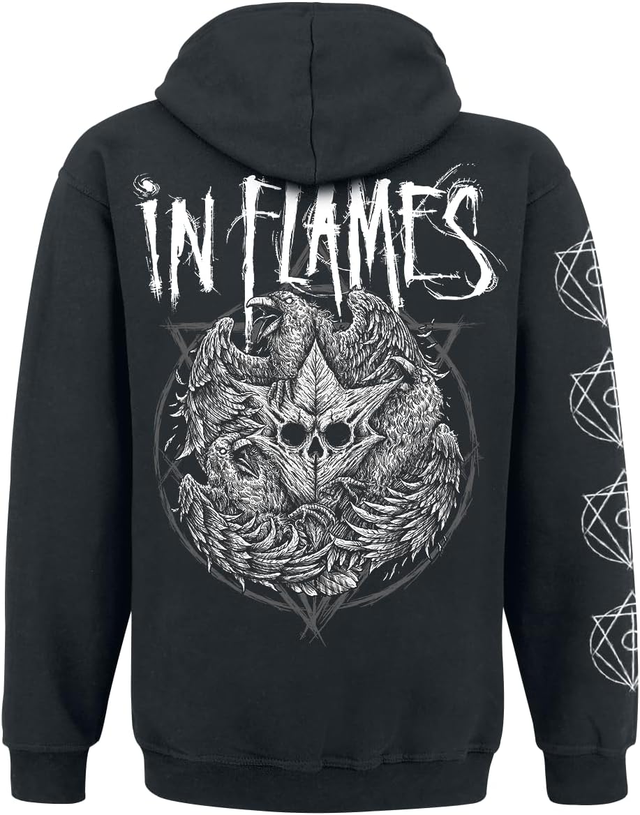 In Flames Jesterhead White Raven Männer Kapuzenpullover schwarz Band-Merch, Bands S Schwarz, S Schwa