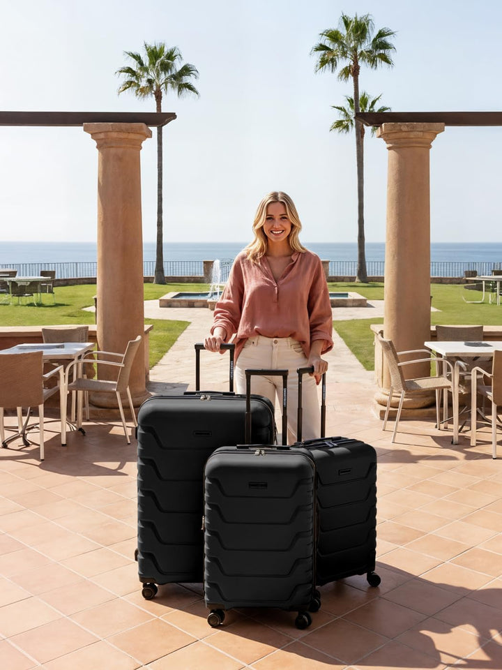 SMARTBOX Hartschalen Koffer-Set 3-teilig | mit Dehnfalte erweiterbar um 3 cm | aus hochwertigem, lei