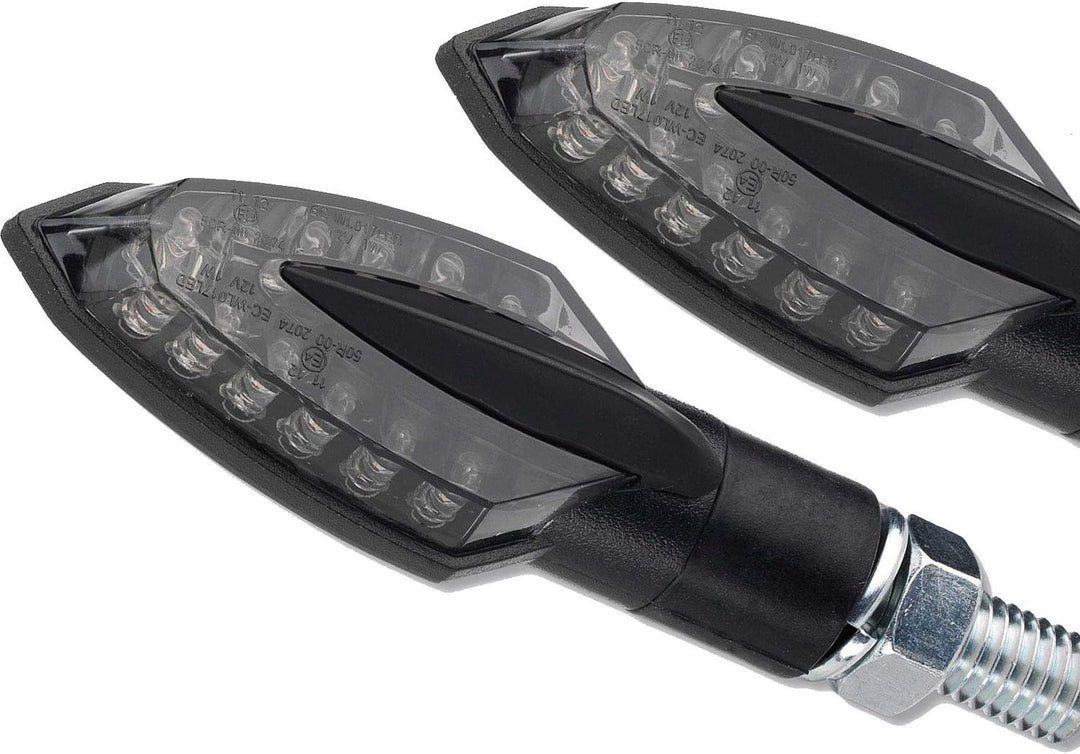 Germany Motorsports LED Mini Micro Motorrad Blinker Sliver Vinci Schwarz smoke getönt vorn hinten E-